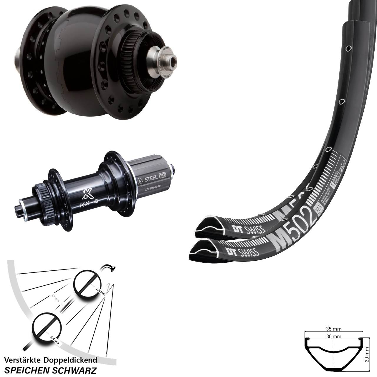 Centerlock Laufradsatz 29 Zoll DT Swiss M502 KX-GS SONdelux 8-12 fach QR