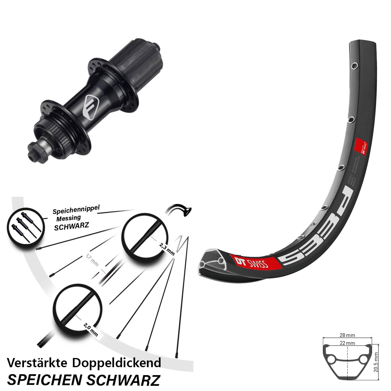 26 Zoll DT Swiss 533d Formula CL52 Centerlock Hinterrad QR 8-11 fach