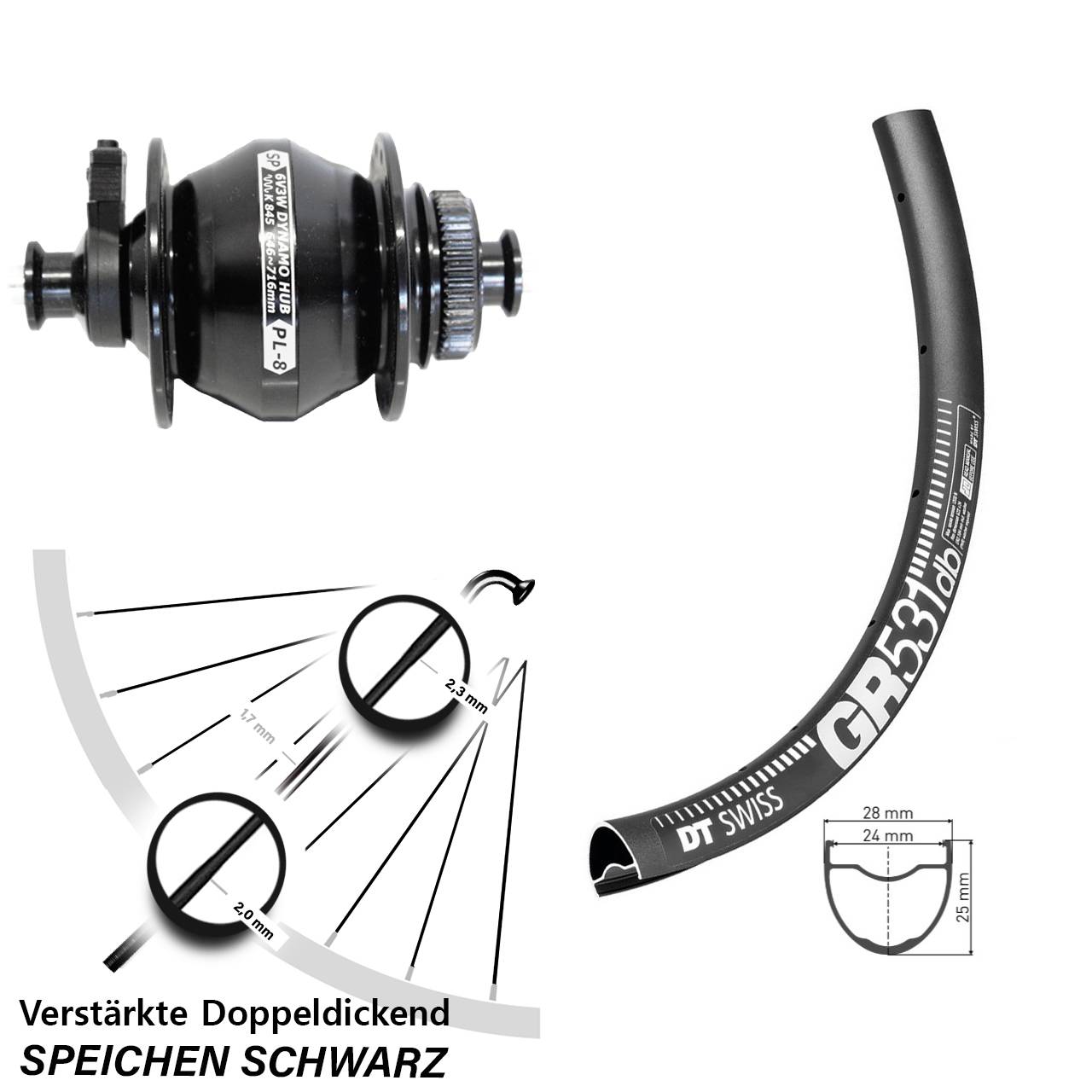 Vorderrad 28-29 Zoll DT Swiss GR 531 Disc Shutter PL-8