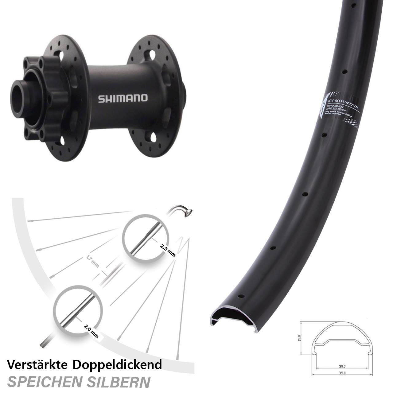 6-Loch Vorderrad 29 Zoll KX Mountain TR Shimano Deore XT HB-M758 15x100