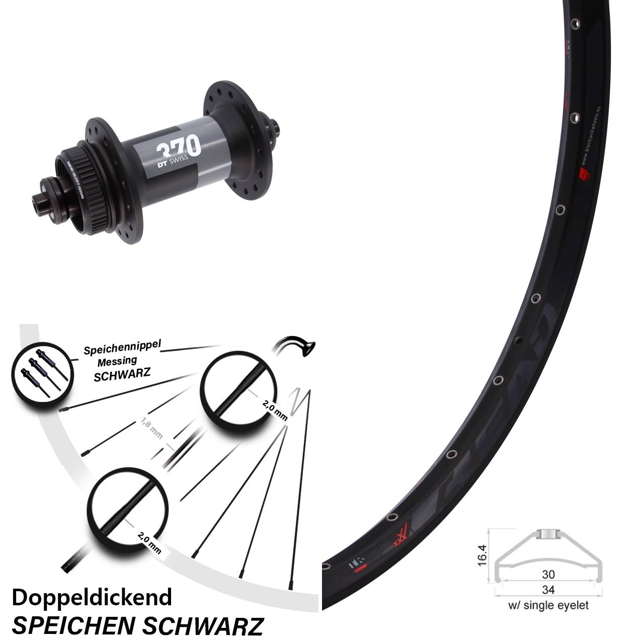 Rodi Ready 30 DT Swiss 370 27,5 Zoll Vorderrad Centerlock für Schnellspanner