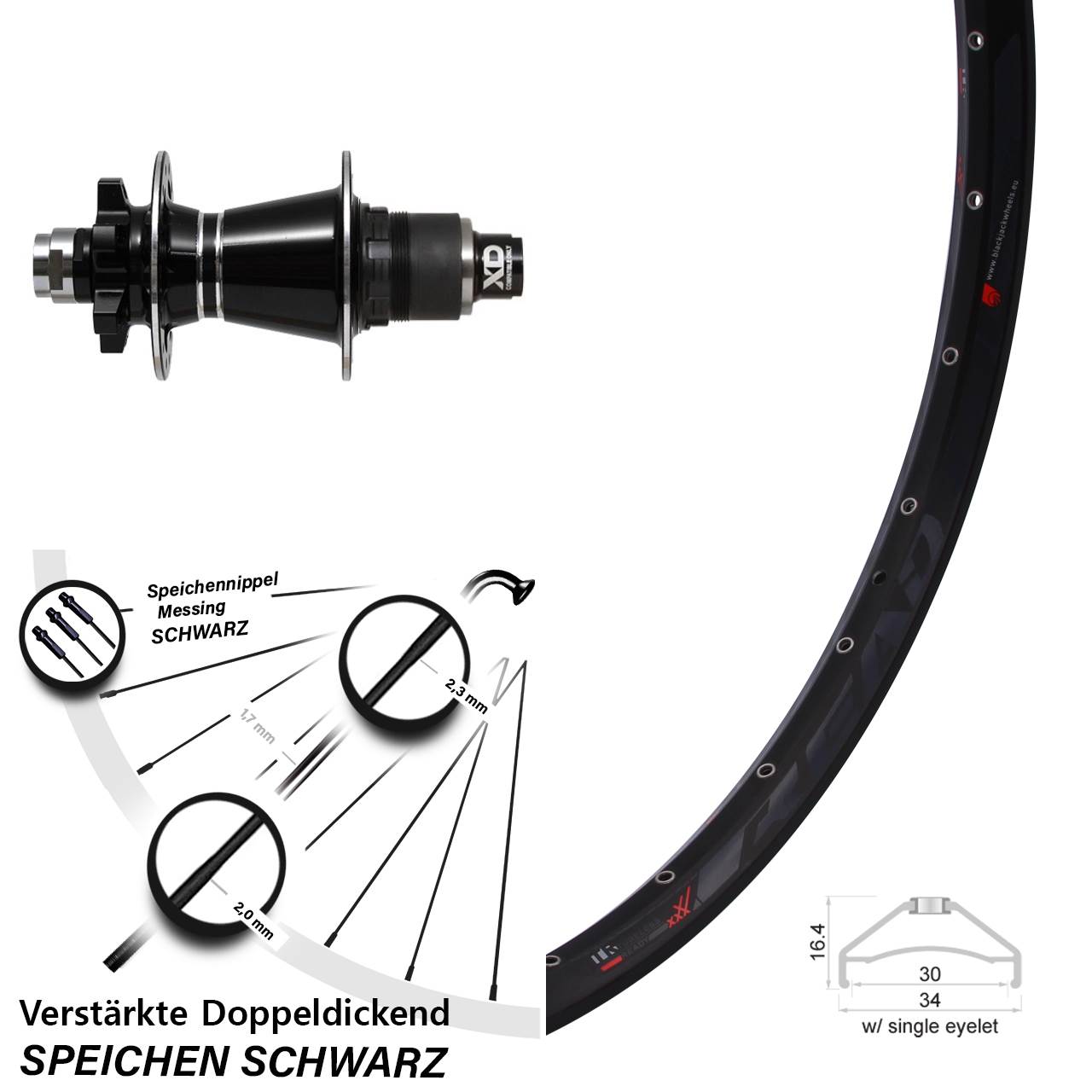 6-Loch Hinterrad 12x142 27,5 Zoll Rodi Ready 30 Formula GDC XD 11-12 fach