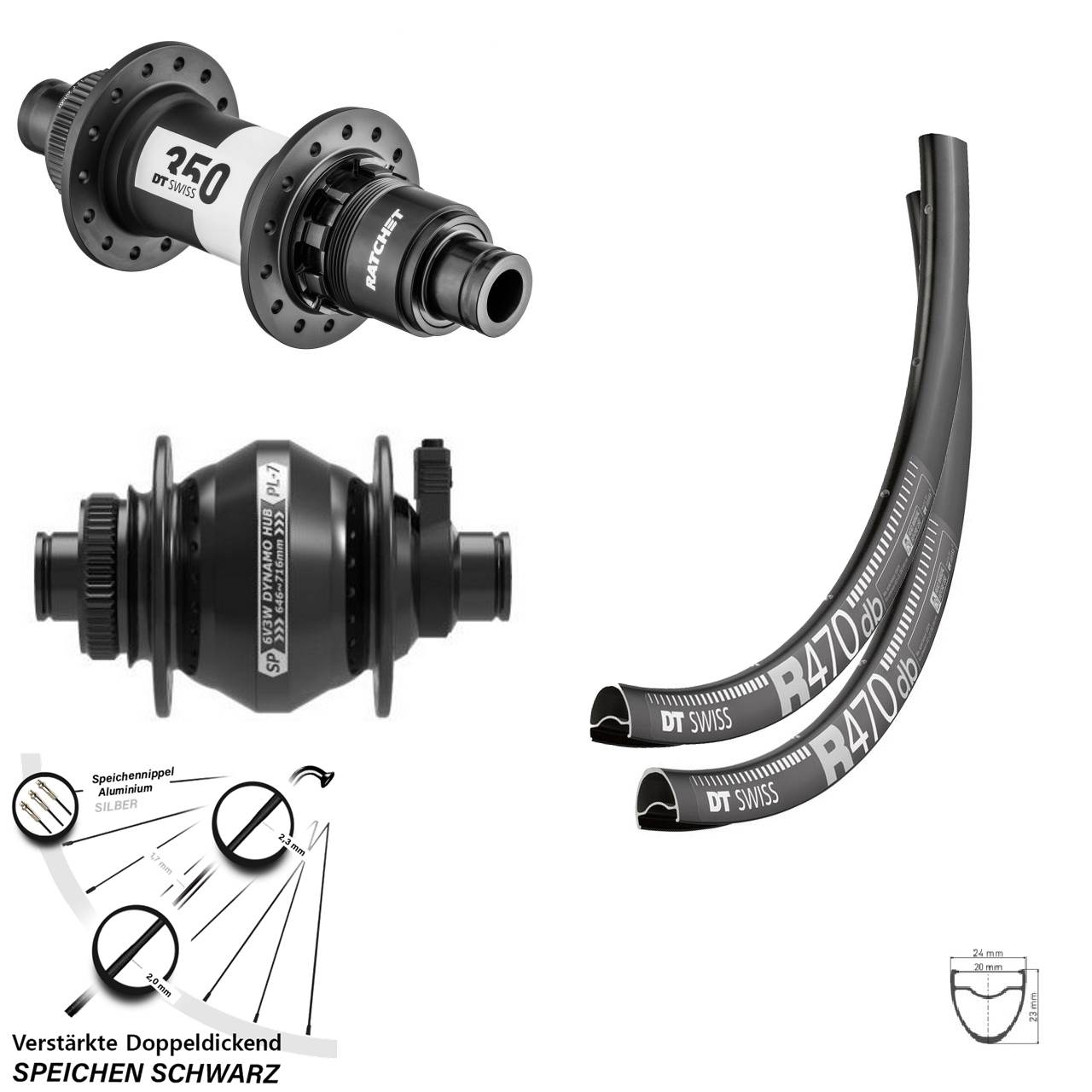 Disc Laufradsatz 12x100/142 28 Zoll DT Swiss R 470 350 Ratchet 36 Shutter PL-7 SRAM XDR