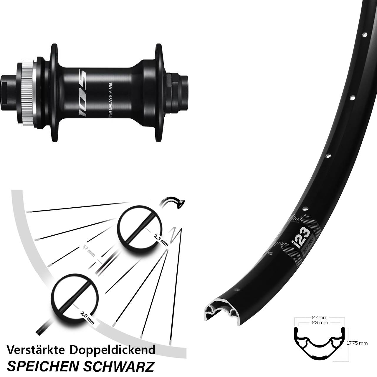 WTB i23 Shimano 105 29 Zoll Disc Laufrad 12x100