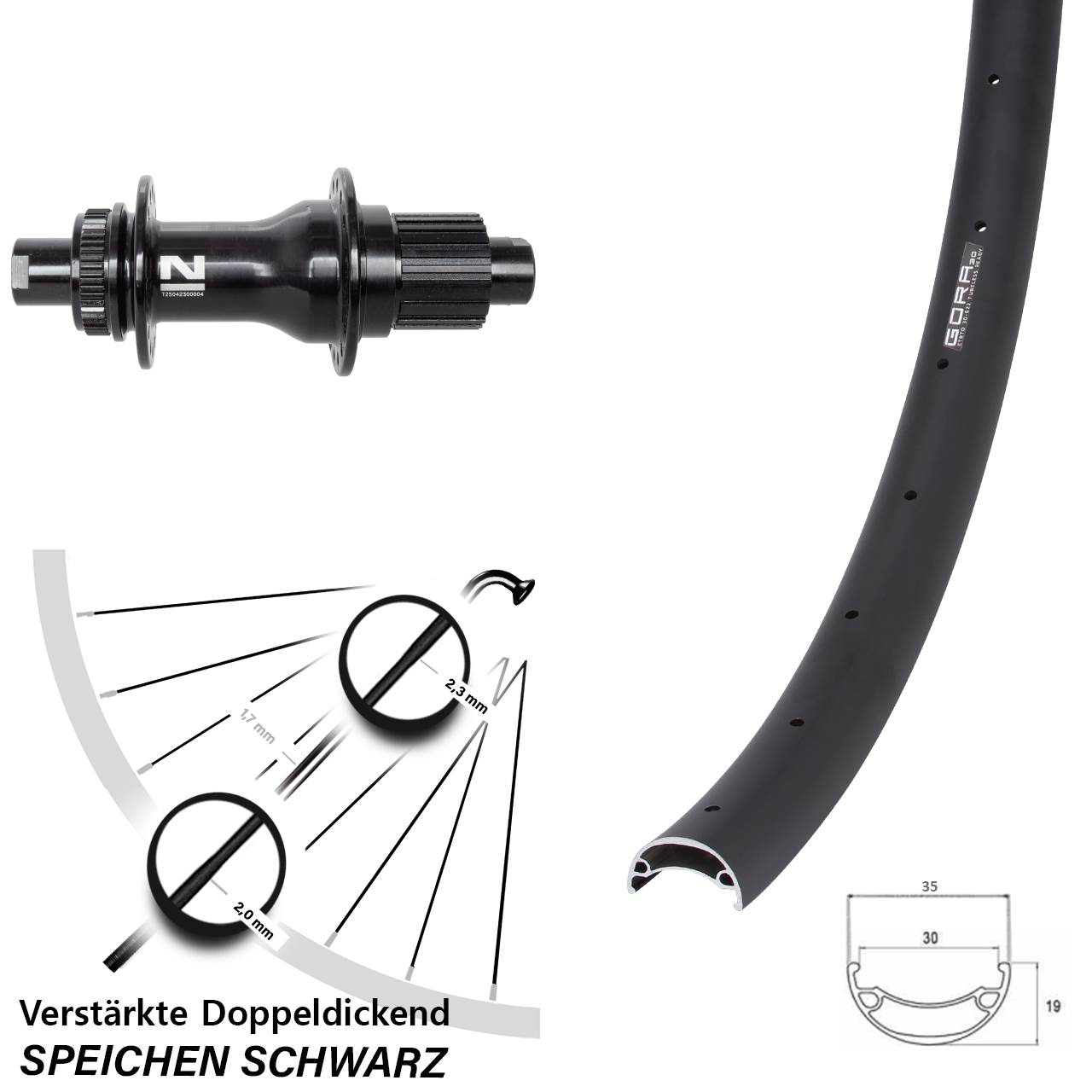 Centerlock Hinterrad 12x142 26 Zoll Gora 30 Novatec D792SB Shimano Micro Spline