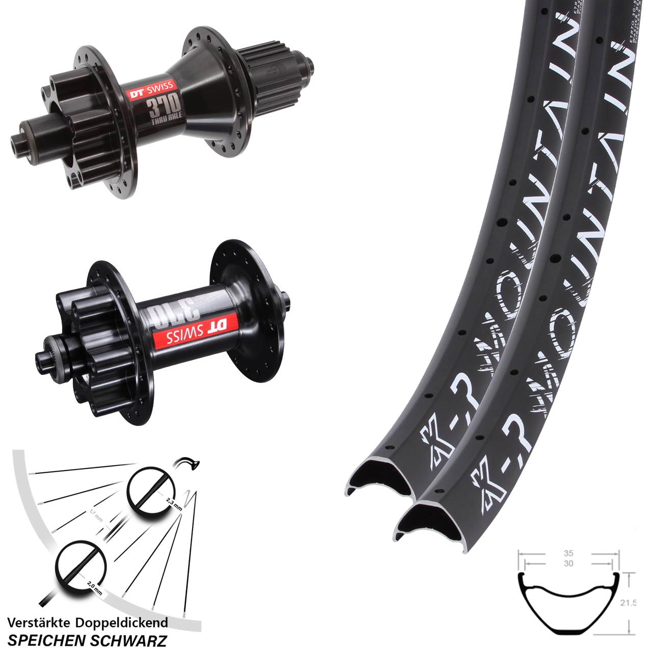 KX-R Mountain DT Swiss 370 29 Zoll Disc Laufrad-Satz QR Shimano Micro Spline