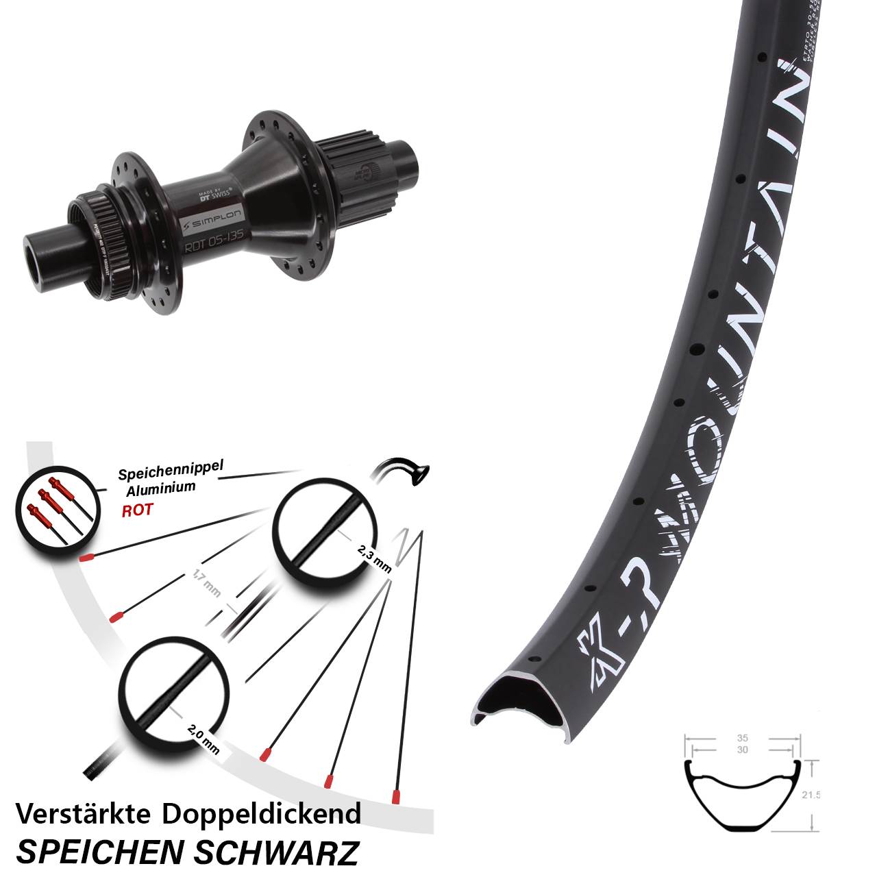 Hinterrad Centerlock 27,5 Zoll KX-R Mountain DT Swiss 370 Hybrid Micro Spline 12x142