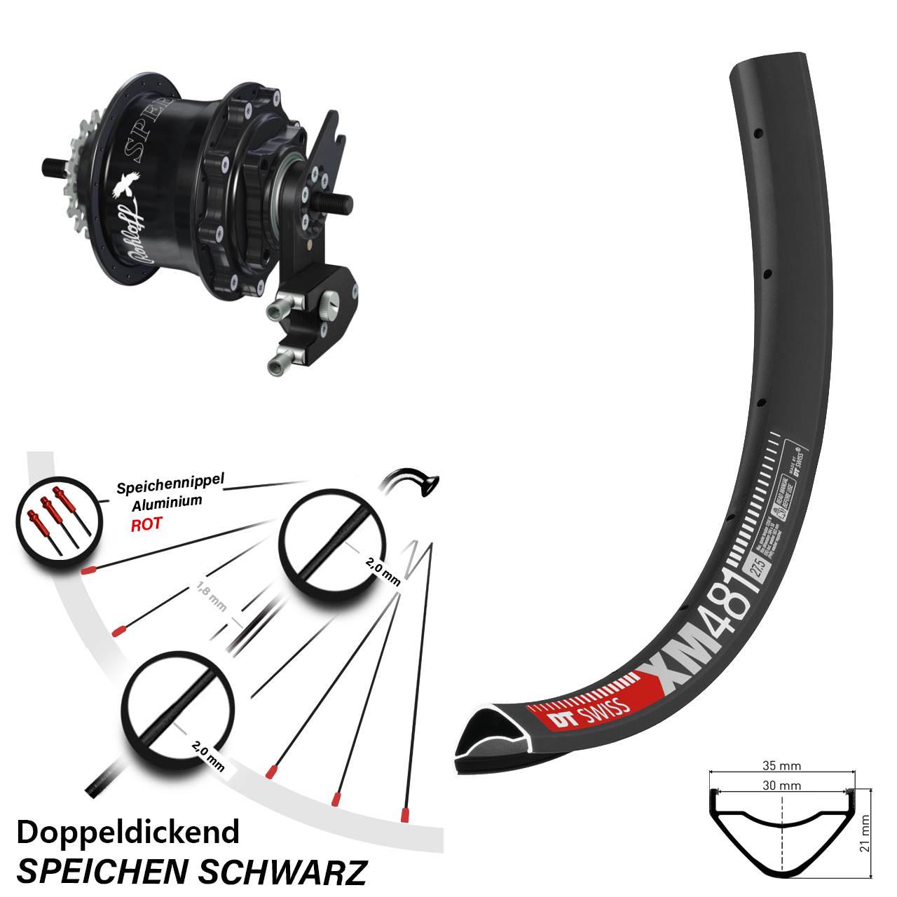 DT Swiss XM481 Rohloff Speedhub 500/14 TS DB OEM2 27,5 Zoll Disc Hinterrrad