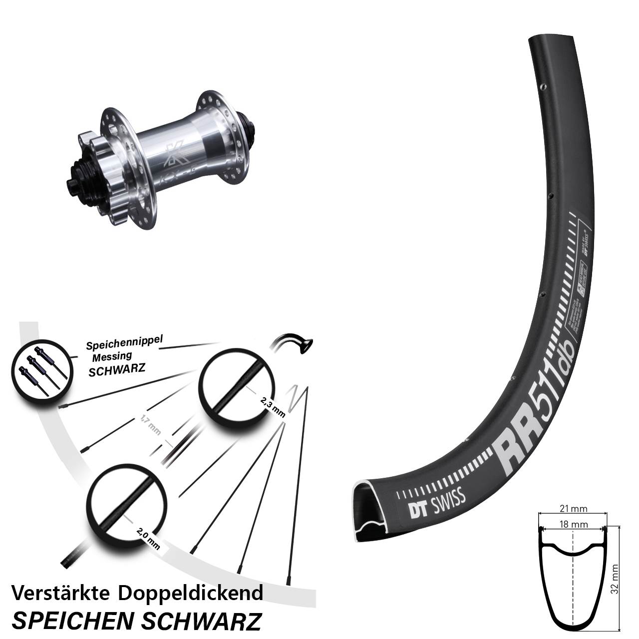 6-Loch Vorderrad für Schnellspanner 28 Zoll DT Swiss RR 511 KX-E