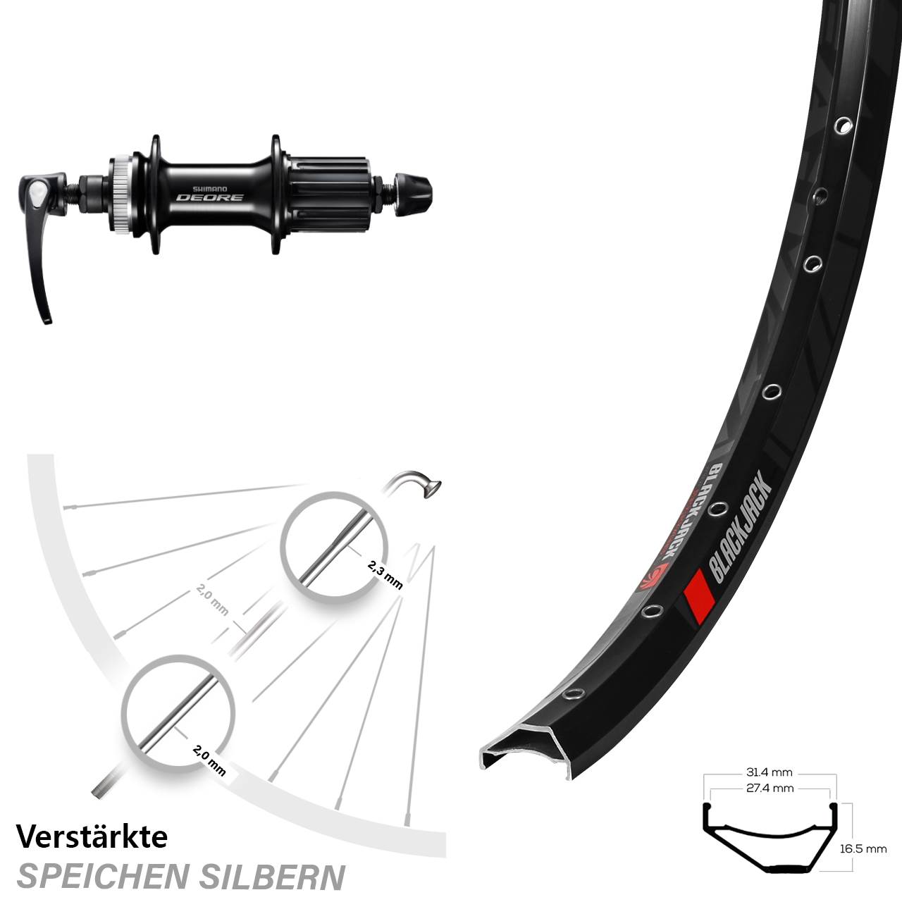 Disc Laufrad 650B Rodi Ready 27 Shimano FH-M6000 8-11 fach QR