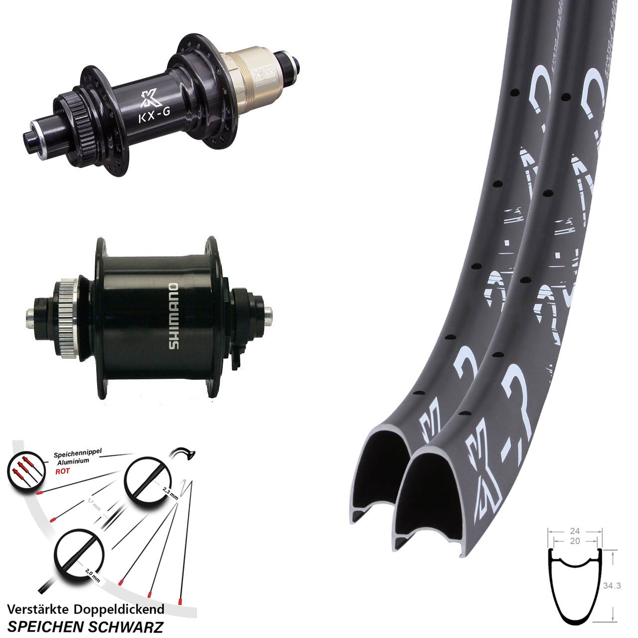 Centerlock Laufradsatz QR 29 Zoll KXR-G Road Shimano DH-UR700 XDR