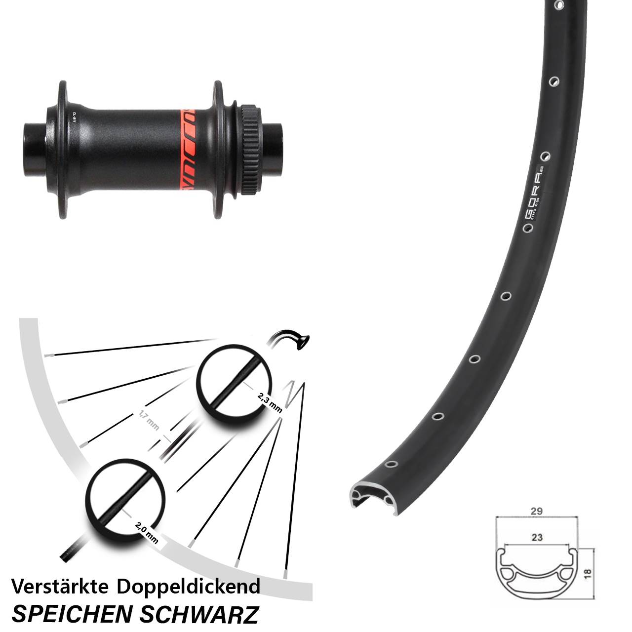 26 Zoll Gora 23 Formula Disc Laufrad 15x110 Boost