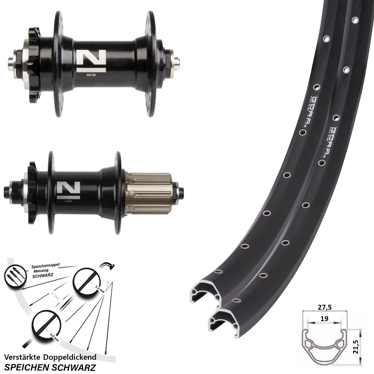 26 Zoll Gora 19 Novatec D-041-D-042 SB Laufradsatz 6-Loch für Schnellspanner 8-11 fach HG
