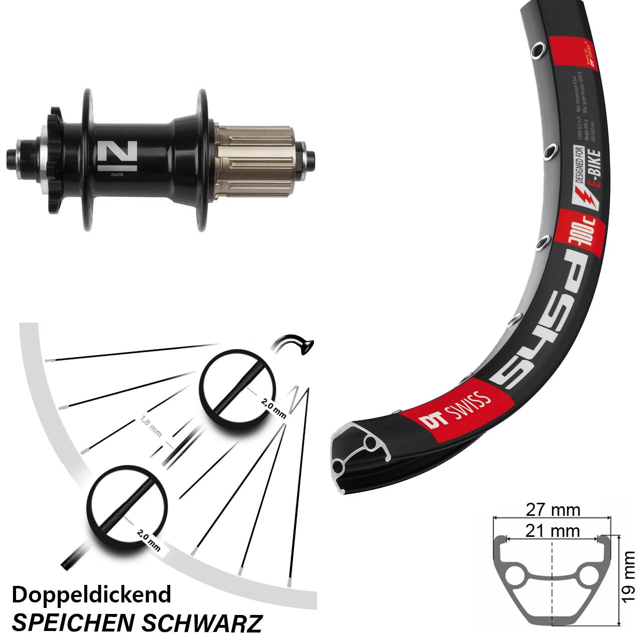 DT Swiss 545D Laufrad 26 Zoll Disc Novatec D042SB 8-11 fach HG schwarz