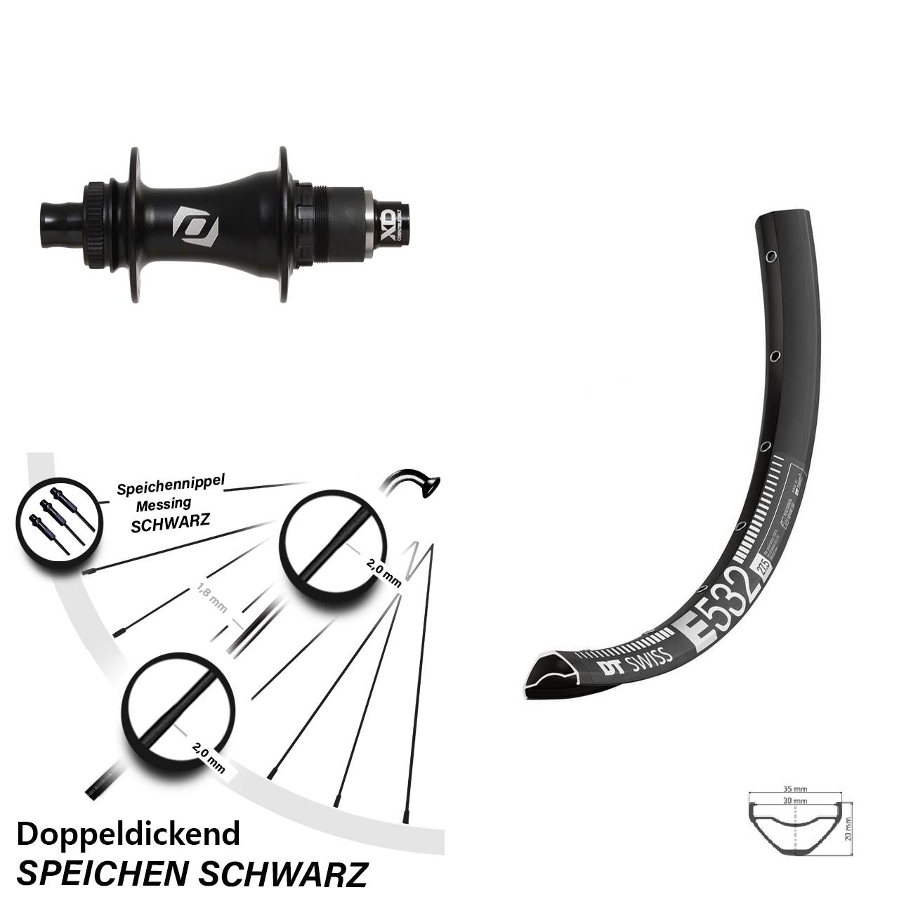 DT Swiss E 532 Hinterrad 29 Zoll Syncros Boost Sram XD Centerlock