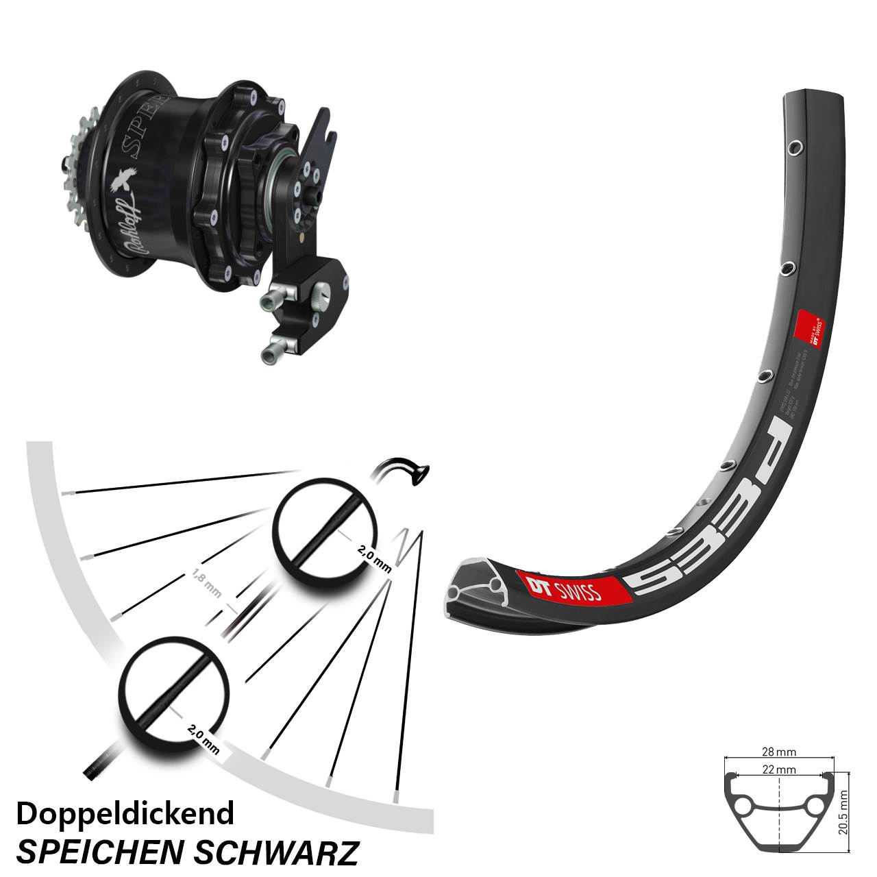 27,5 Zoll DT Swiss 533d Rohloff Speedhub CC DB OEM2 Tandem