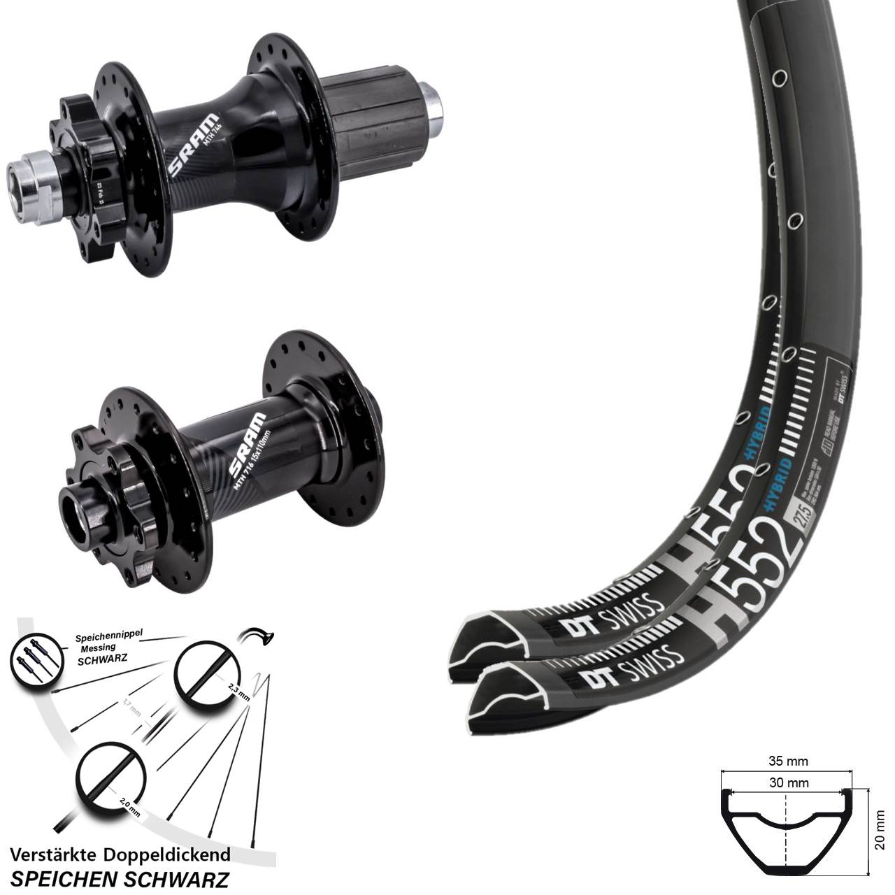 Disc Laufradsatz 15x110 12x148 27,5 Zoll DT Swiss H552 Sram 716 746 8-11 fach HG