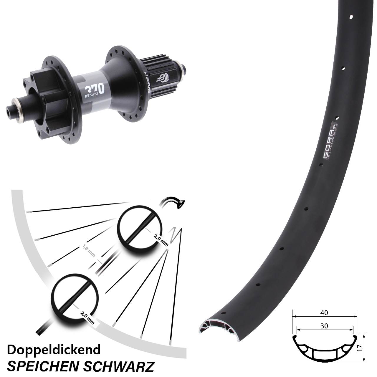 Gora 35 DT Swiss 370 27,5 Zoll Disc Hinterrad QR Boost Shimano Micro Spline