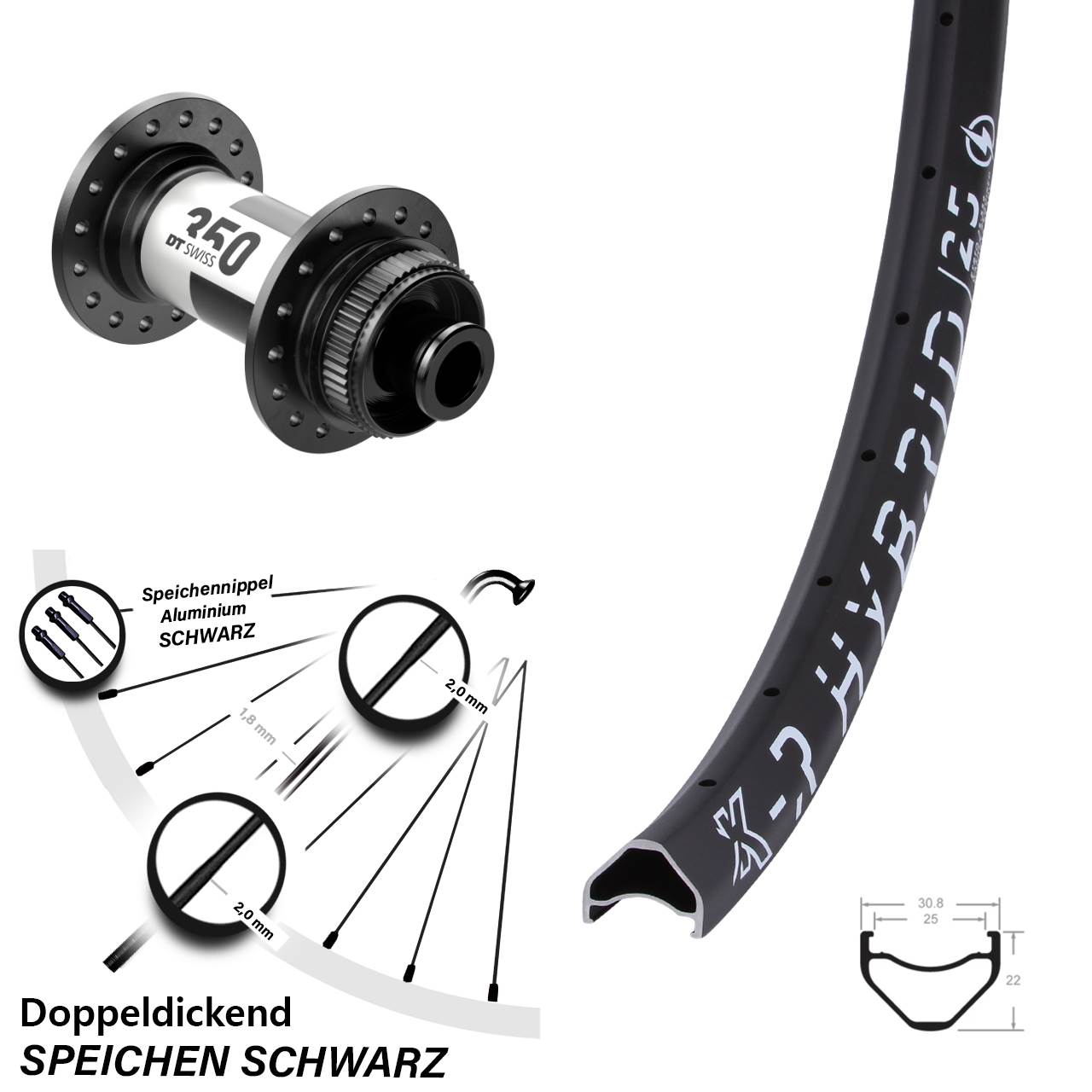 Vorderrad Centerlock 29 Zoll KX-R Hybrid 25 DT Swiss 350 12x100