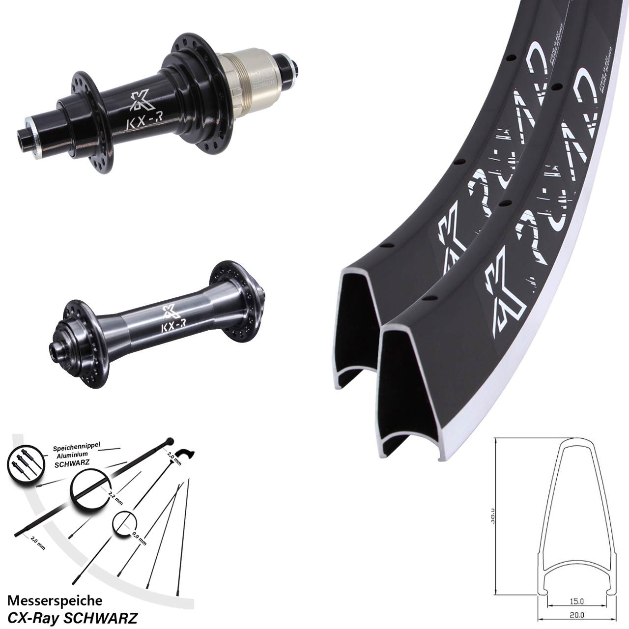 28 Zoll KX-R Laufradsatz für Schnellspanner XDR 11-12 fach CX-Ray