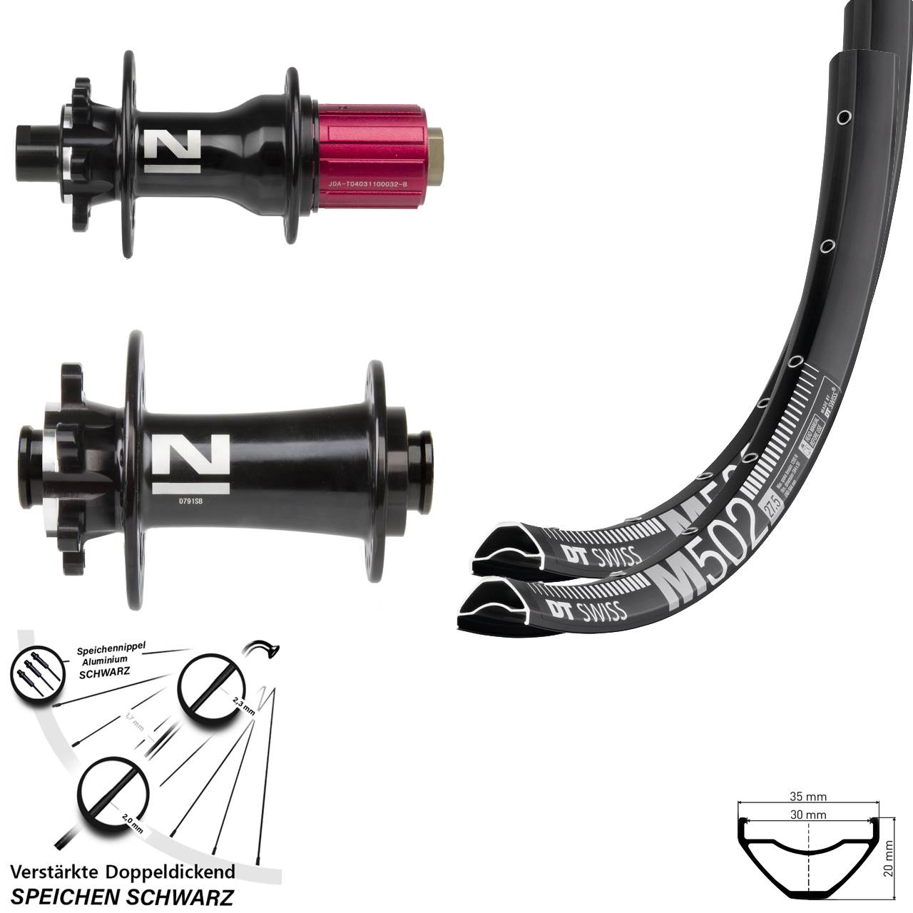 DT Swiss M 502 Novatec D791 D792 29 Zoll Laufradsatz 6-Loch 15x100 12x142 8-12 fach HG