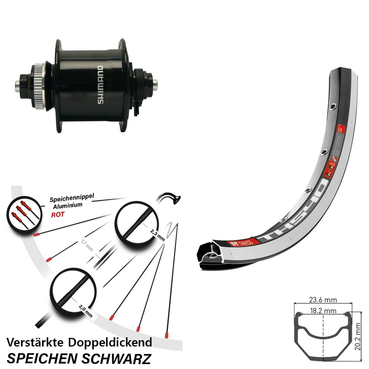 Shimano DH-UR700 DT Swiss TK 540 Vorderrad 28 Zoll