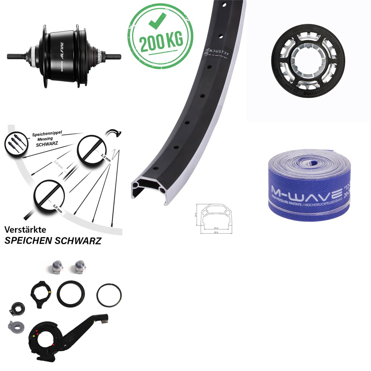 26 Zoll Hinterrad Shimano Alfine 8 Gang KX Industry für Felgenbremse