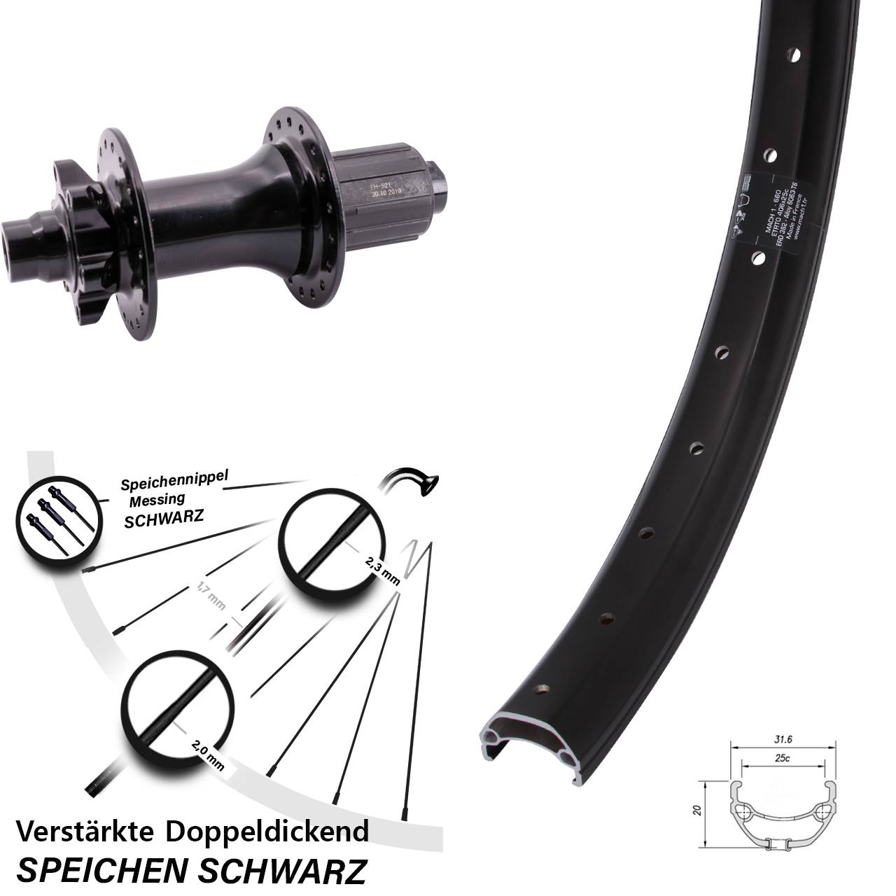 Boost Disc Laufrad 12x148 20 Zoll Mach1 Kargo Formula ECT-148S 8-11 fach HG