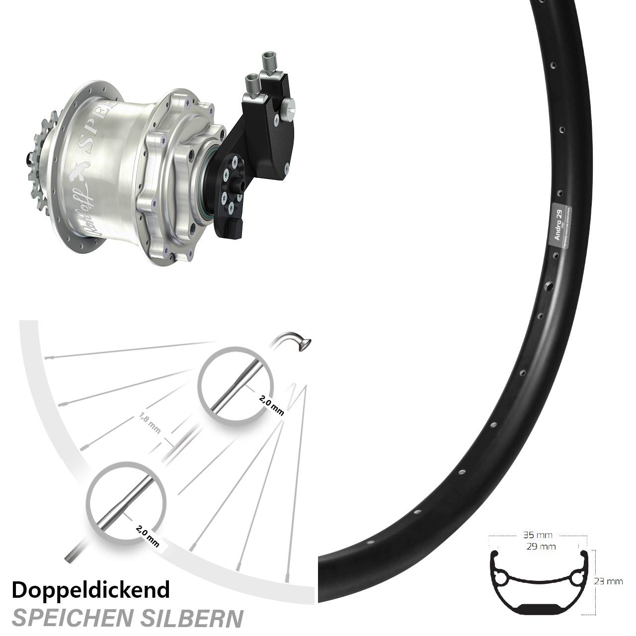 29 Zoll Ryde Andra 29 Rohloff 500/14 CC DB OEM Tandem