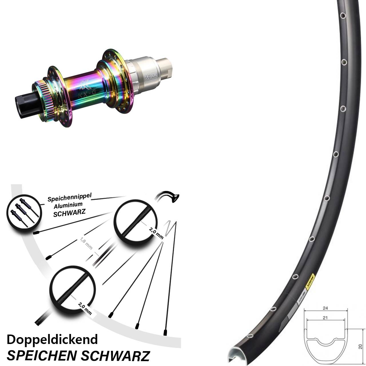 Disc Laufrad 12x142 28-29 Zoll Mavic XC 621 KX-G Oilslick