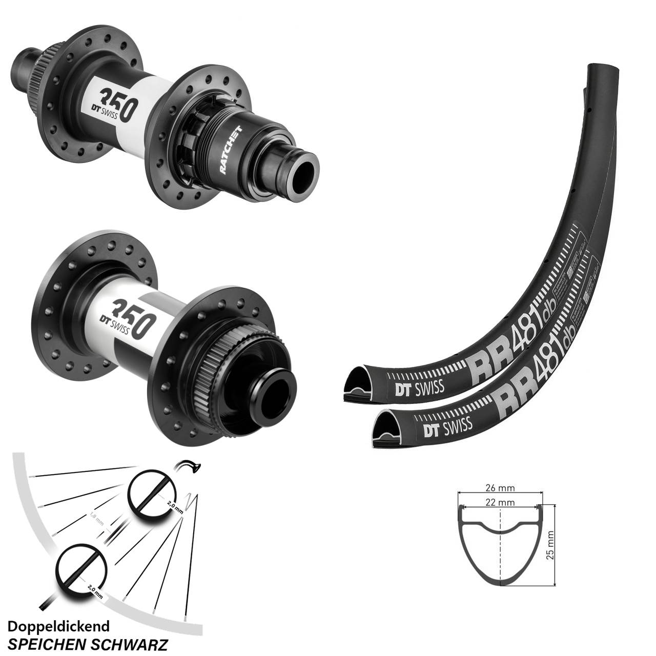 DT Swiss RR481-350 Road 28 Zoll Centerlock Laufradsatz 12x100/142 SRAM XDR