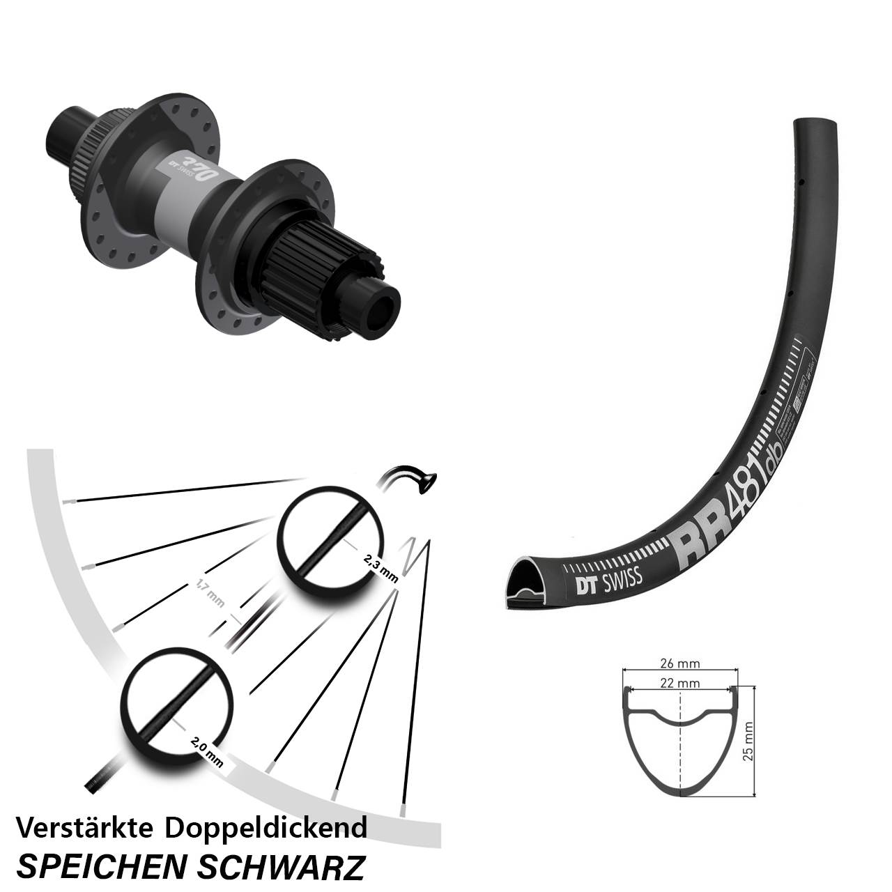 28 Zoll DT Swiss RR481 370 Disc Laufrad 12x142 Shimano Micro Spline