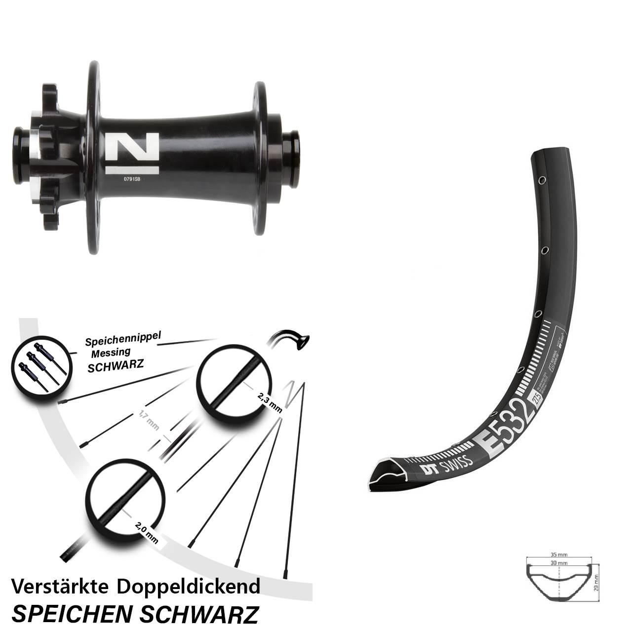 DT Swiss E532 Novatec D791 27,5 Zoll 6-Loch Vorderrad 15x100