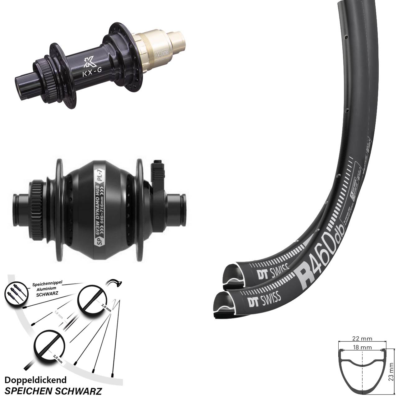 Laufradsatz Centerl. 28 Zoll DT Swiss R 460 KX-G Shutter PL-7 SRAM XDR 12x100/142