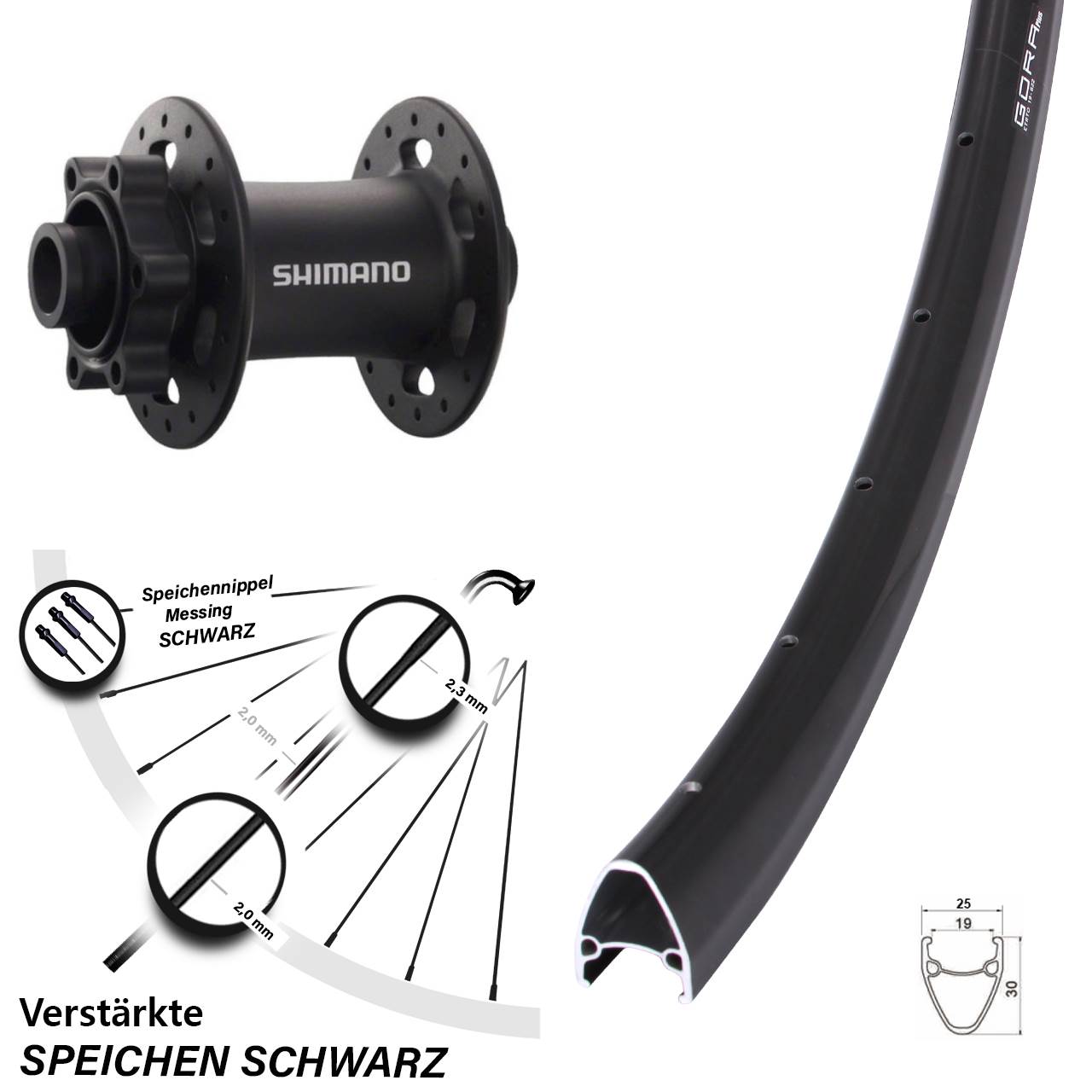Disc Vorderrad 15x100 28 Zoll Gora Plus Shimano Deore XT