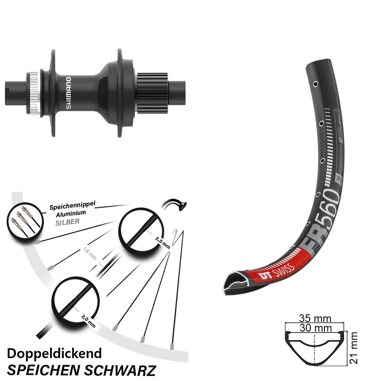 26 Zoll DT Swiss FR 560 Shimano FH-MT410 Centerlock Hinterrad 12x142 Micro Spline