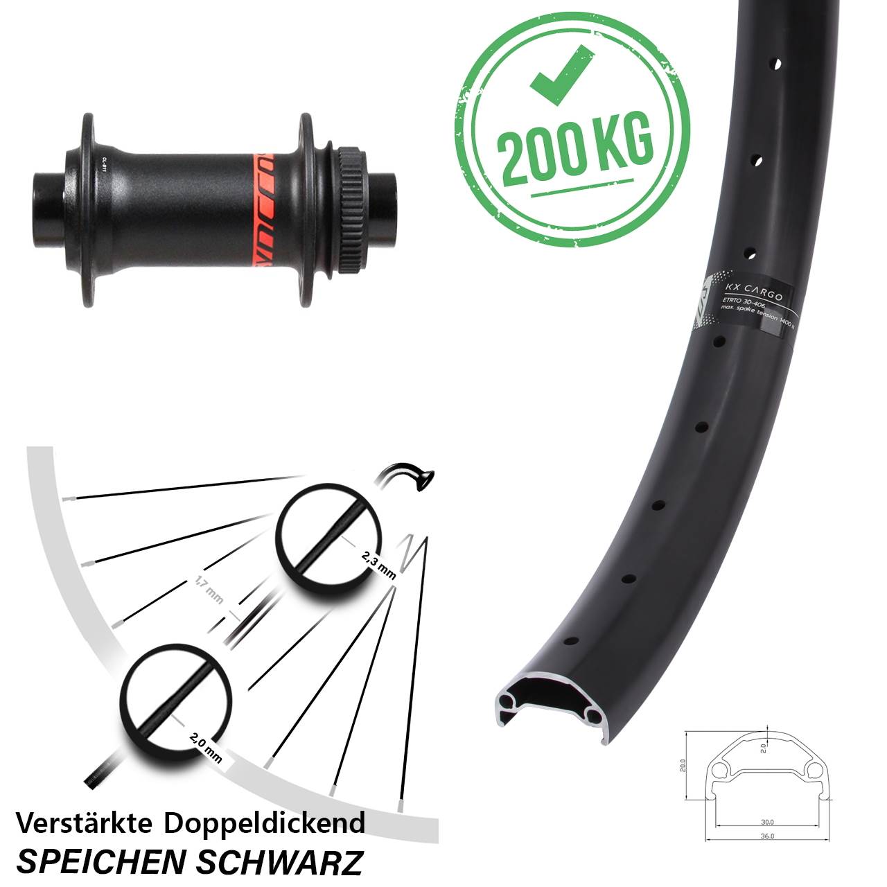 Boost Centerlock Vorderrad 15x110 27,5 Zoll KX Cargo Syncros