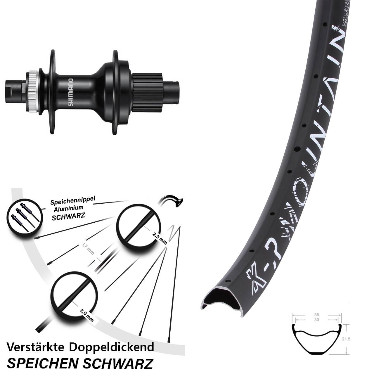 KX-R Mountain Shimano FH-MT510 29 Zoll Hinterrad Centerlock 12x142 Micro Spline
