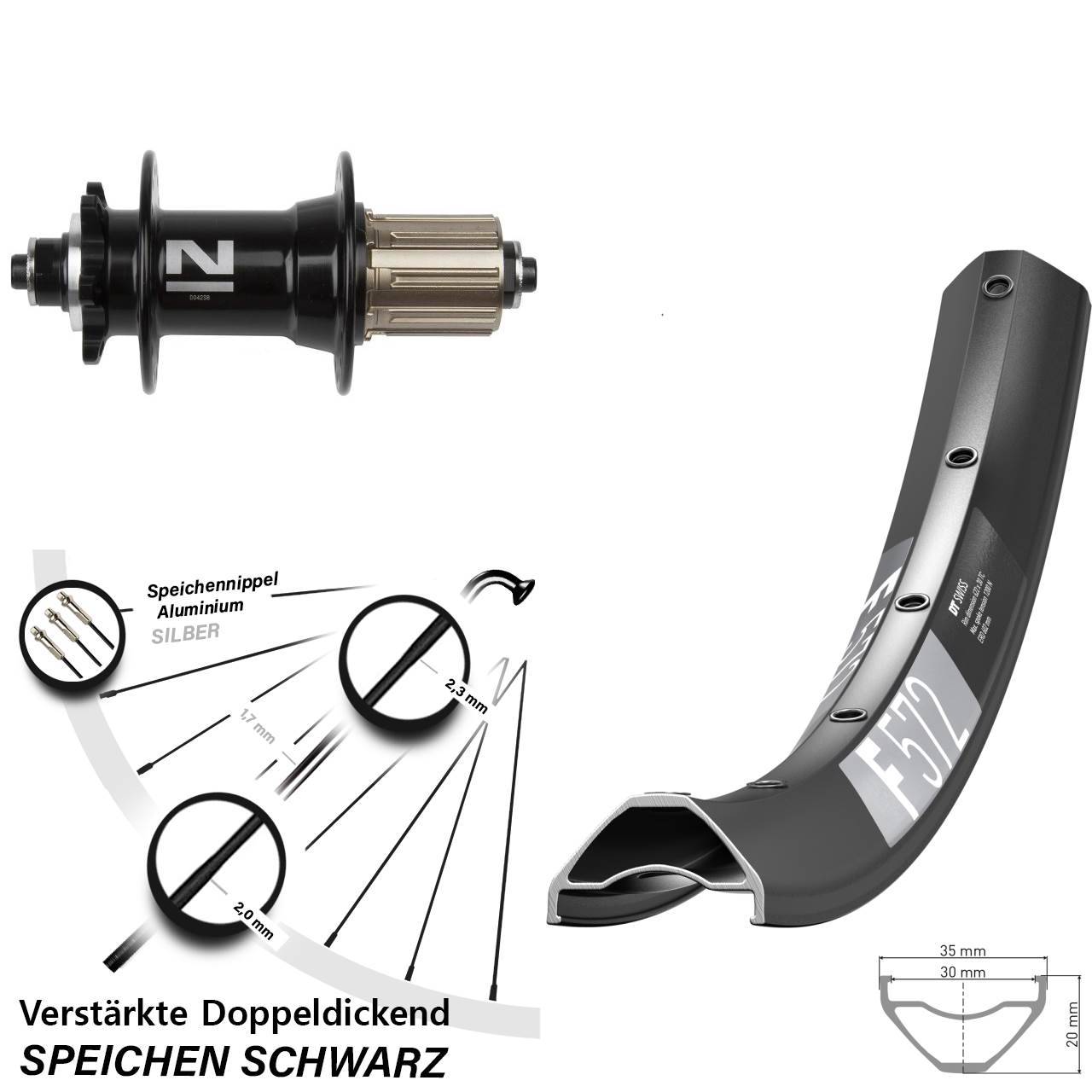 Hinterrad 6-Loch 29 Zoll DT Swiss F 572 Novatec D042 8-11 fach HG für Schnellspanner
