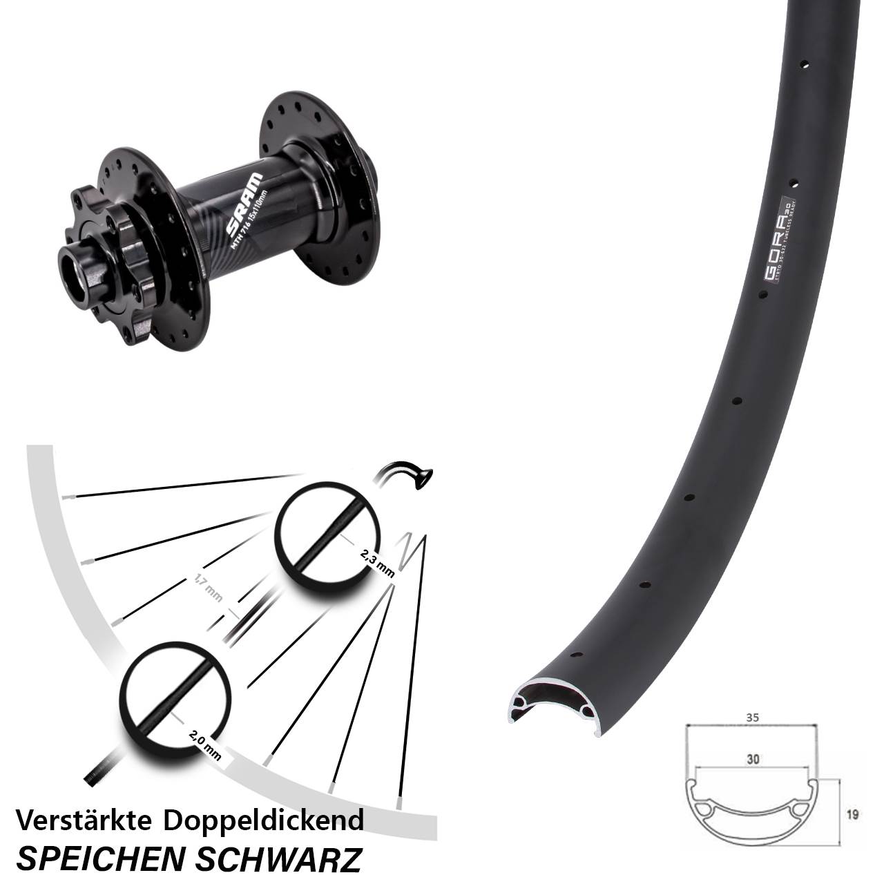 Disc Laufrad 26 Zoll Gora 30 Sram 716 15x110 Boost