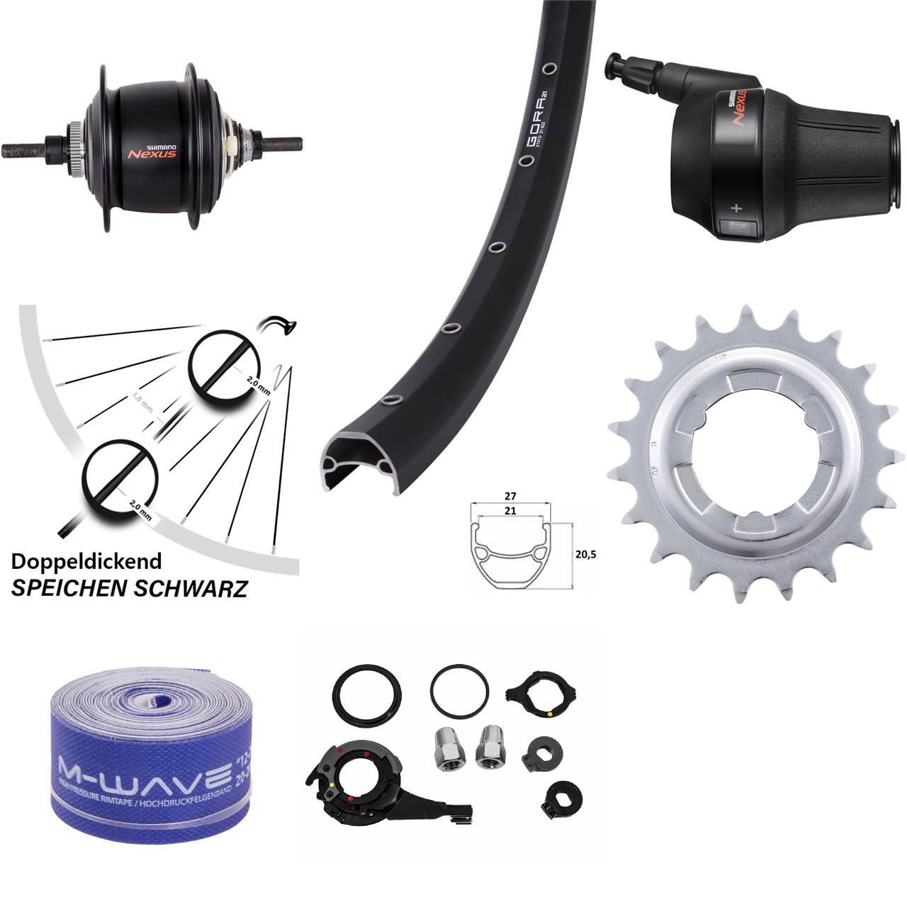 28 Zoll Gora 21 Shimano Nexus 8-Gang Centerlock Hinterrad