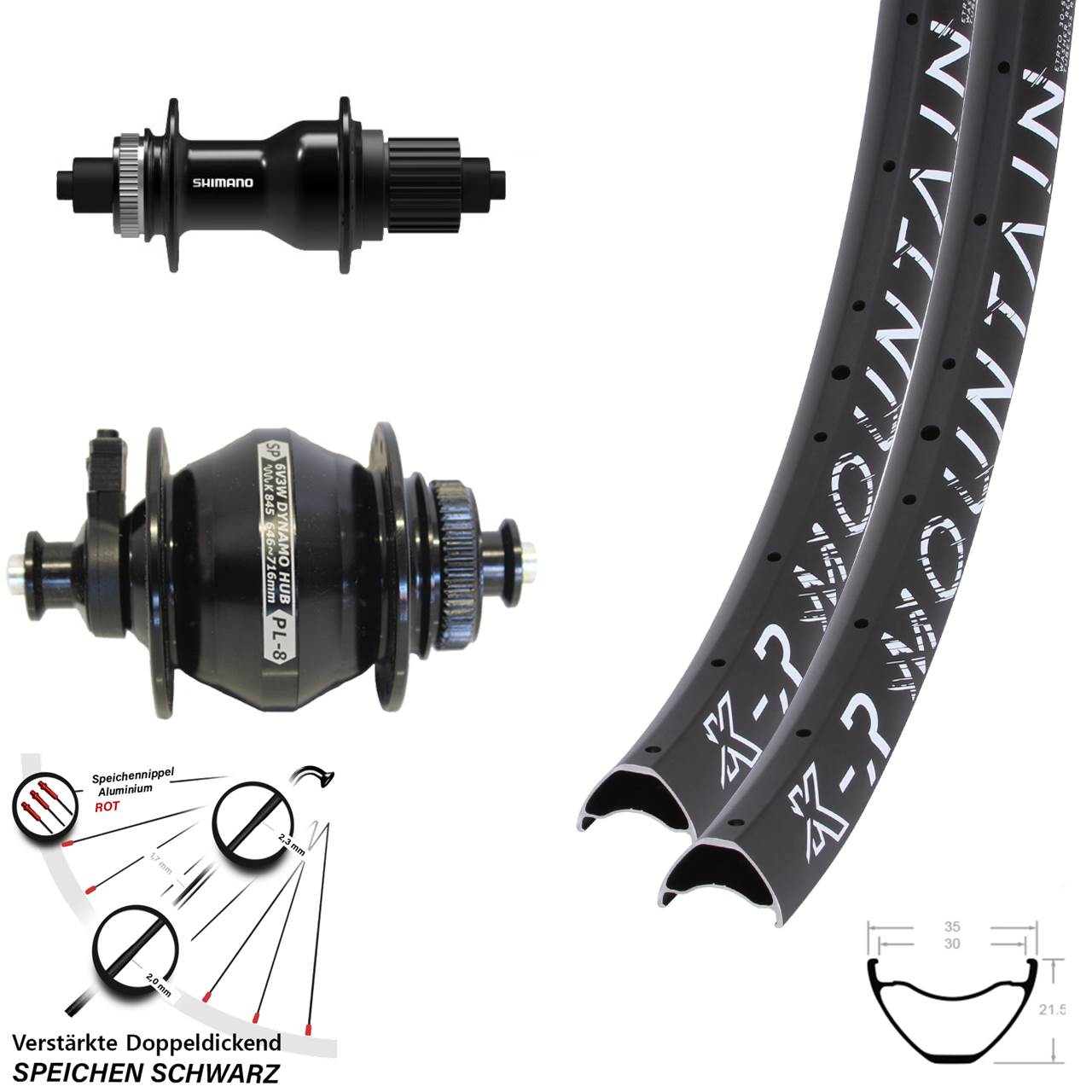 Disc Laufradsatz QR 29 Zoll KX-R Mountain Shimano FH-QC500-MS SP PL-8 Micro Spline