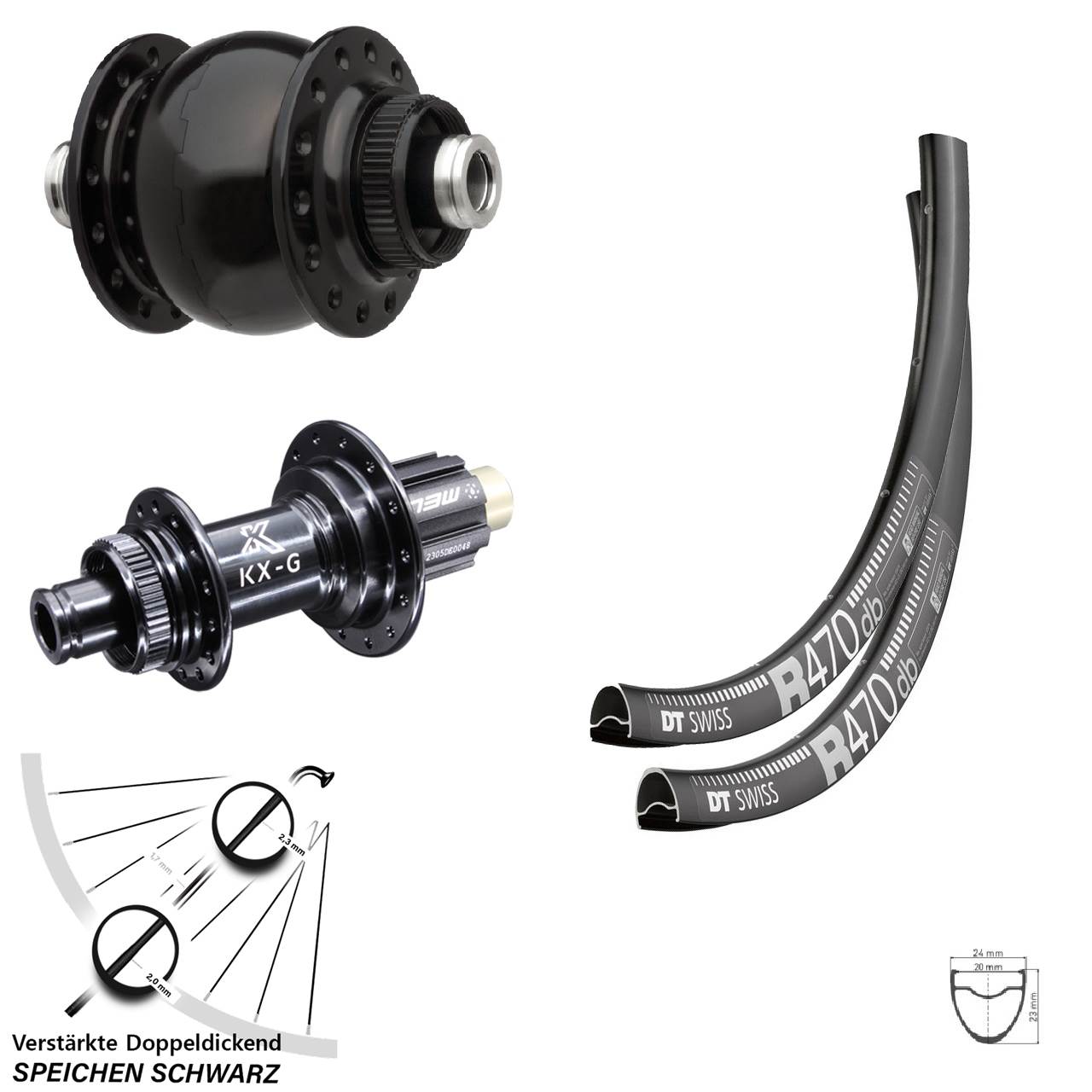 DT Swiss R 470 KX-G SONdelux 28 Zoll Laufradsatz Centerlock 12x100/142 Campa N3W