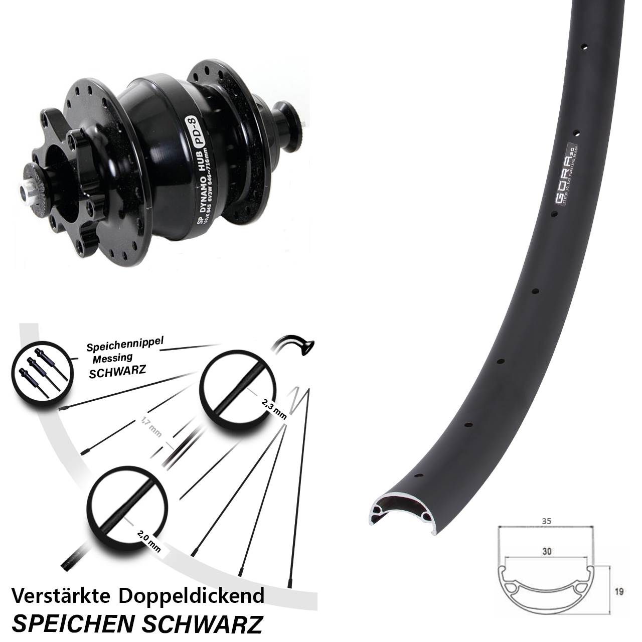 Disc Dynamo-Vorderrad QR 26 Zoll Gora 30 Shutter Precision PD-8