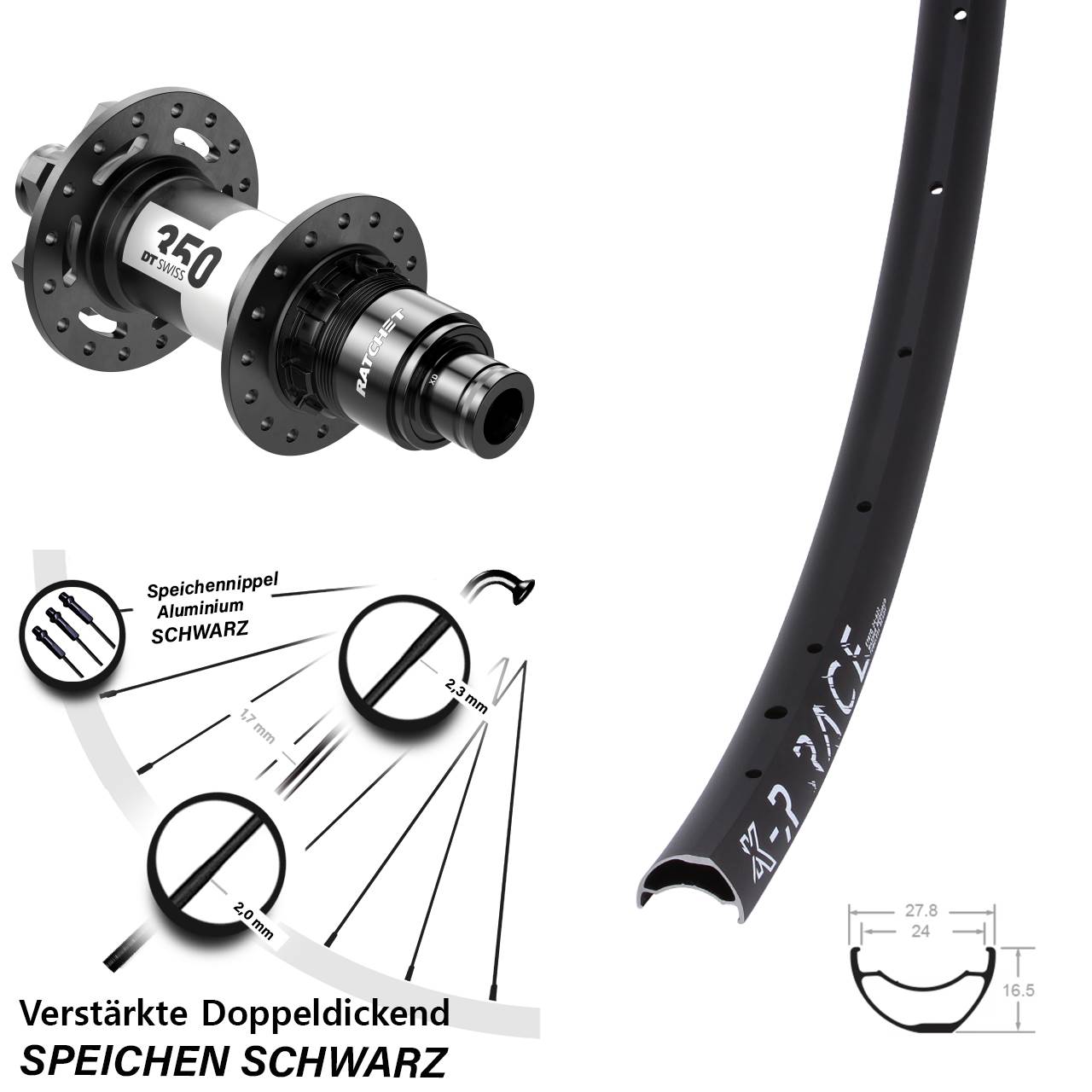 KX-R Race DT Swiss 350 Disc Hinterrad 12x148 Boost XD