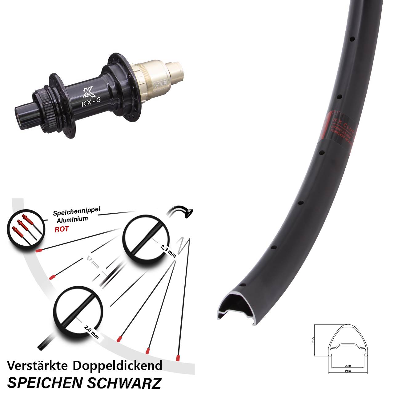29 Zoll KX-G Clue Centerlock Hinterrad 12x142 SRAM XDR