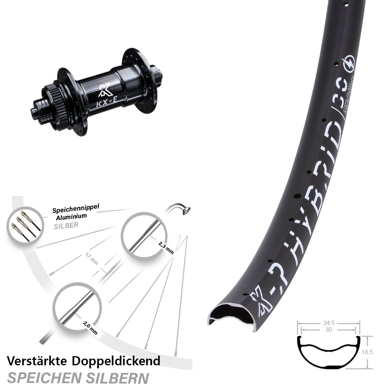 KX-ER Hybrid 30-622 Vorderrad 29 Zoll verstärkt Schnellspanner Centerlock