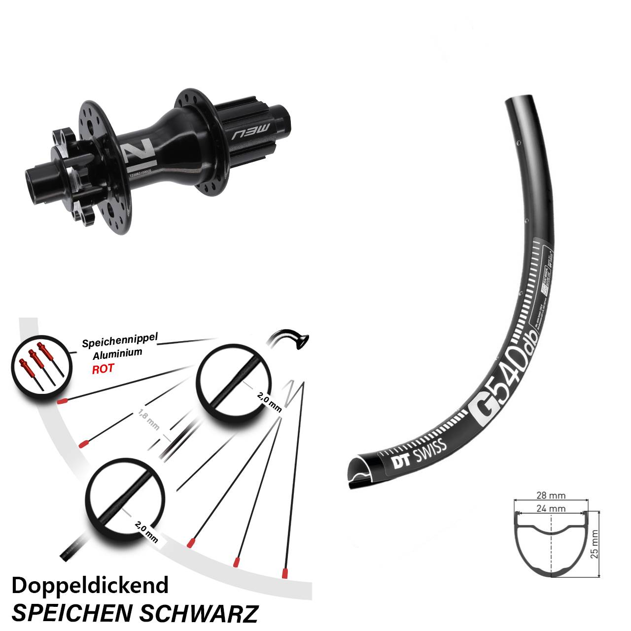 29 Zoll DT Swiss G540 Novatec Superlight 6-Loch Hinterrad 12x142 Campa N3W