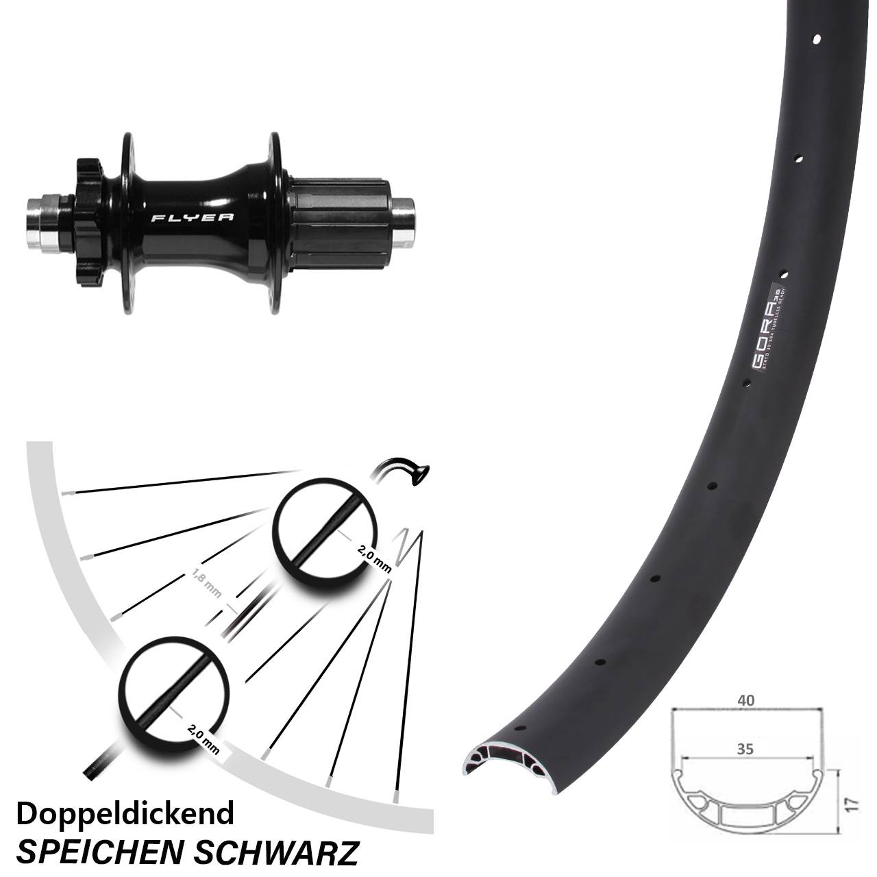 Gora 35 Formula DHT-142 27,5 Zoll Hinterrad 6-Loch 12x142 8-11 fach