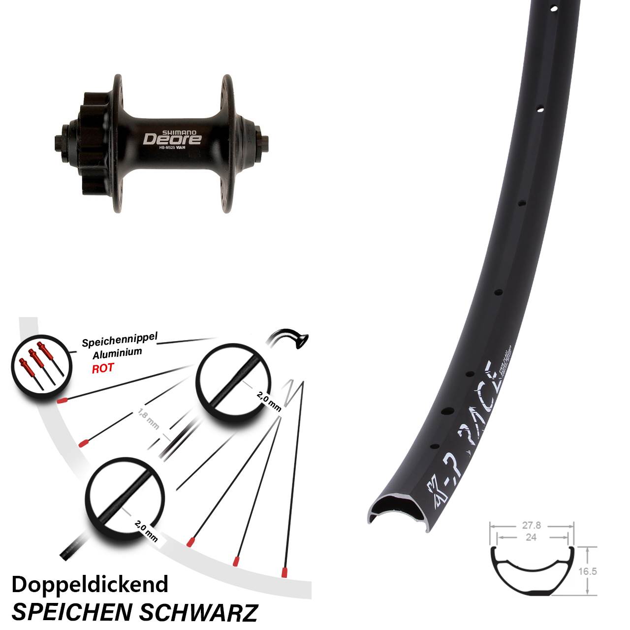 28-29 Zoll KX-R Race Shimano Deore Disc Vorderrad für Schnellspanner